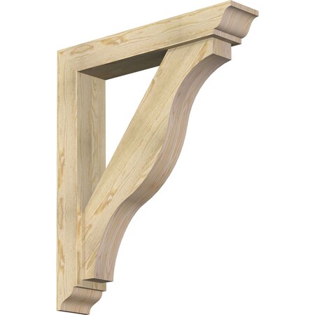 Ekena Millwork Funston Traditional Rough Sawn Bracket w/ Offset Brace, Douglas Fir, 6"W x 32"D x 38"H BKT0604X32X38FST01RDF